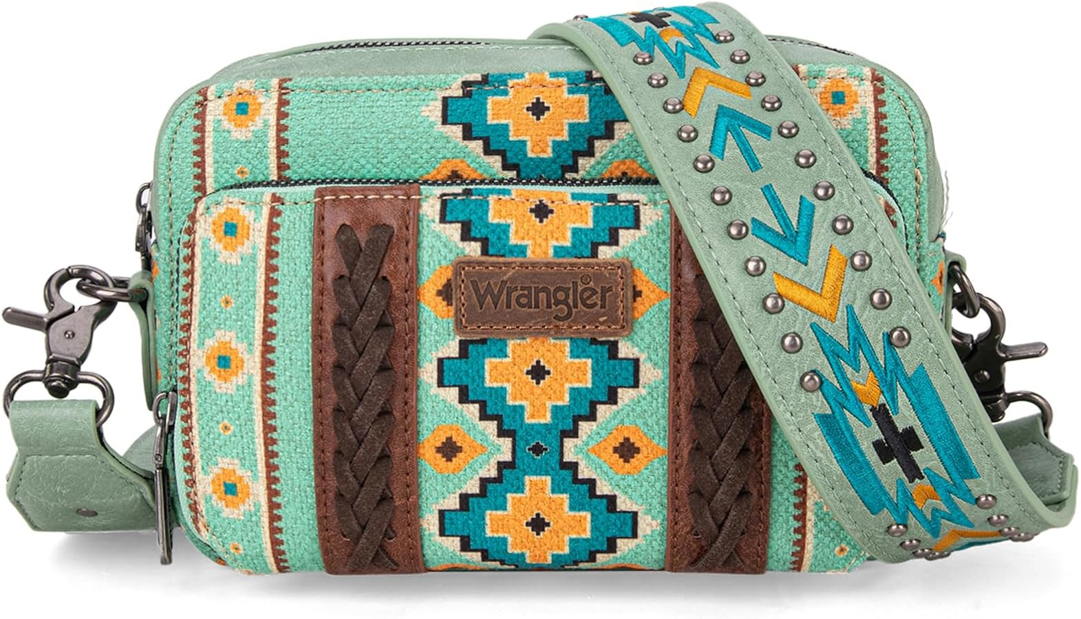 Wrangler Crossbody Bag for Women Boho Aztec Small Western Shoulder Bag with Wide Guitar Strap Gif... | Amazon (US)