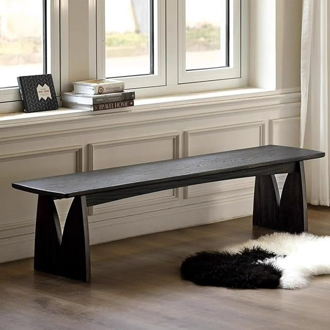 Black Wood Dining Table Bench Seat Entryway Bench Wooden End of Bed Bench Indoor Narrow Farmhouse... | Amazon (US)