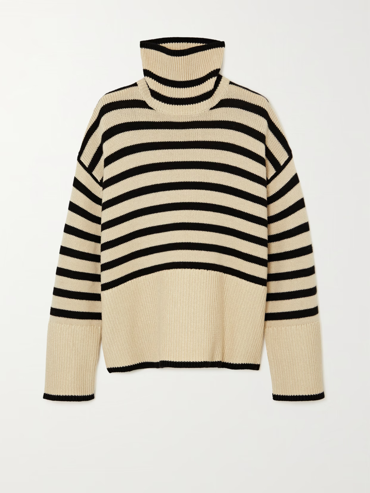 Totême - Striped Merino Wool Turtleneck Sweater - Neutrals | NET-A-PORTER (US)