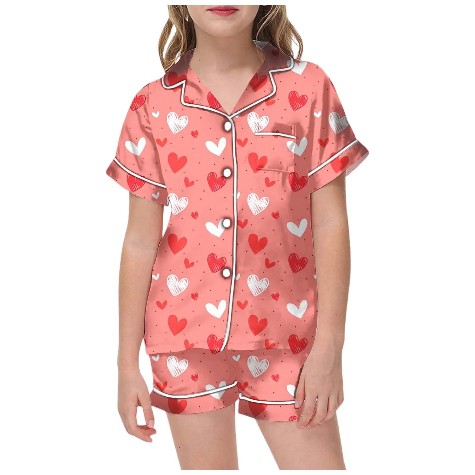 Valentines Day Pajamas Toddler Cute Printed Soft Short Set Sleepwear for Children Shirt and Pant ... | Walmart (US)