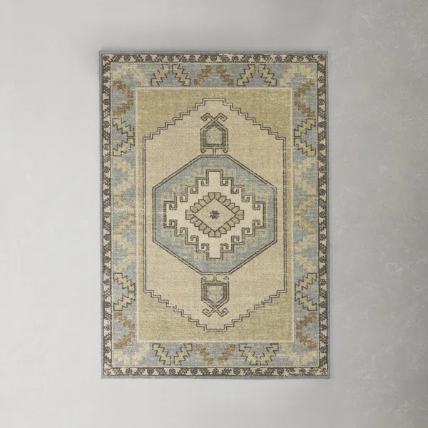 Fletcher Oriental Light Blue/Beige/Light Brown Area Rug | Wayfair Professional