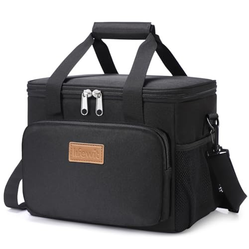 Lifewit Medium Lunch Bag Insulated Lunch Box Soft Cooler Cooling Tote for Adult Men Women, Black 12-Can (9L) | Amazon (US)
