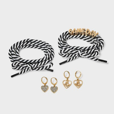 Game Day and Heart Shoelace Charm Accessory Set - Universal Thread™ Gold/Black/White | Target