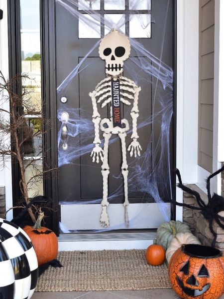 Meet our newest friend, Mr. Bones! 👻🎃 When I saw this canvas skeleton on the @mudpiegift website I knew it would be perfect to our door! “Riley20” will get you 20% off your order from MudPie 

#LTKSeasonal #LTKHalloween #LTKfindsunder50