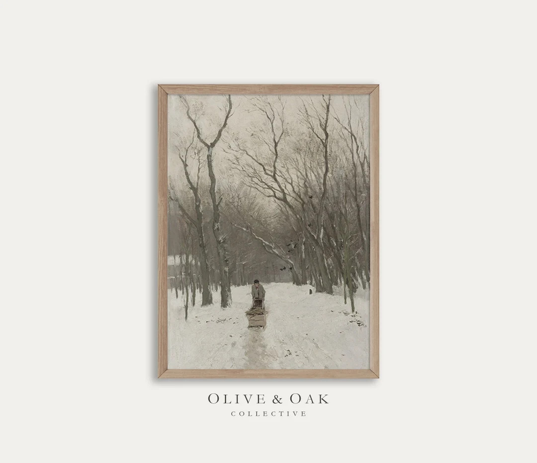 Vintage Winter Landscape Print / Farmhouse Winter PRINTABLE - Etsy | Etsy (US)