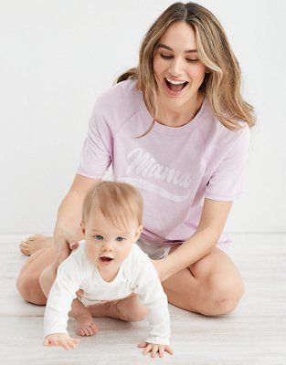 Mama By Aerie™ Distressed Raglan Boyfriend T-Shirt | American Eagle Outfitters (US & CA)