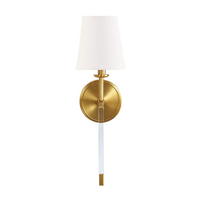 Phoebe Acrylic Wall Sconce Brass Light Fixture & Shade | Ballard Designs, Inc.