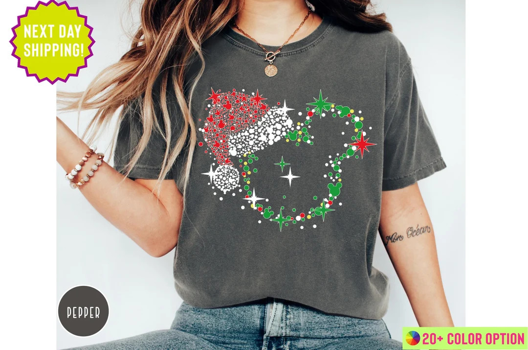 Comfort Colors® Disney Christmas Shirt, Disney Mickey Shirt, Disneyworld Shirt, Disneyland Shirt... | Etsy (US)