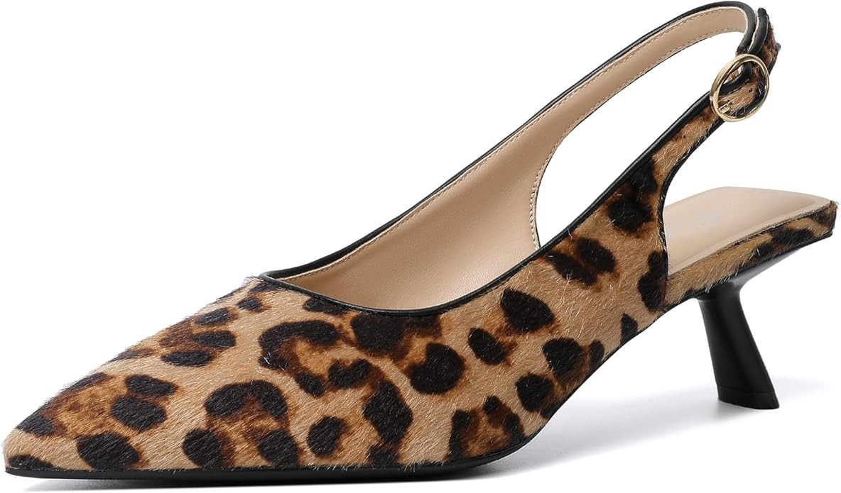 Mostrin Kitten Heels for Women Pointed Toe Pumps Patent Leather Low Heel Slingback Heels with Buc... | Amazon (US)