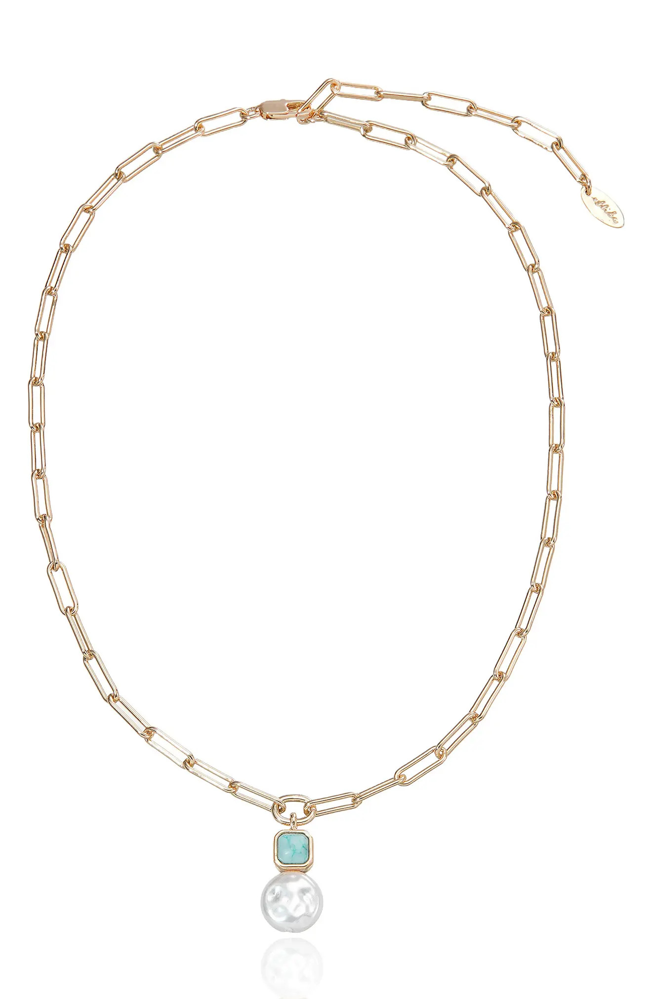 Ettika Reconstituted Turquoise and Imitation Pearl Pendant Necklace (Women) | Nordstromrack | Nordstrom Rack