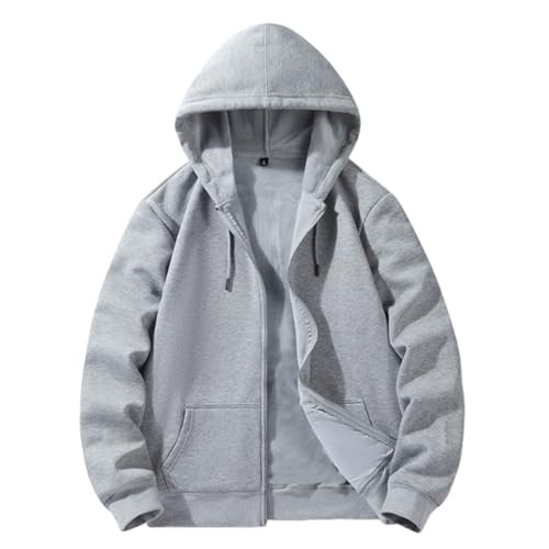 fnnxeal Mens Hooded Sweatshirts Zip Up Plain Hoodie Casual Loose Fleece Long Sleeve Fashion Fall Winter Jacket with Pockets hoodie shirts for men Gray XL | Amazon (US)