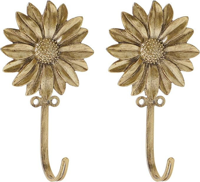 2pcs Golden Single Hooks 3D Flower Retro Style for Room Wall Mounted Decoration, Coat Hat Scarf H... | Amazon (US)