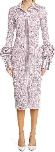 Smocked Stripe Long Sleeve Cotton Poplin Shirtdress | Nordstrom