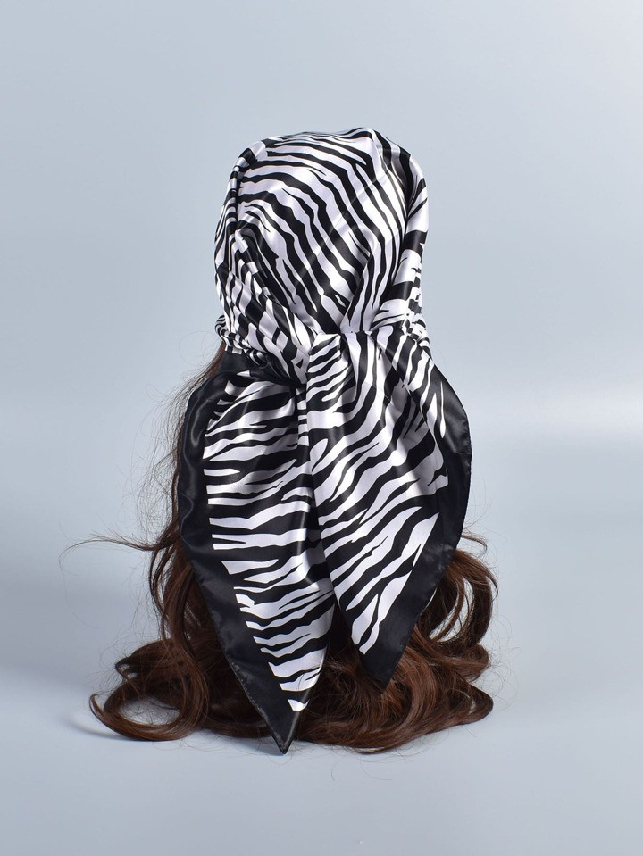 1pc Zebra Striped Print Bandana Women Big Square Scarf Bandana,Hair Band,Head Band Ideal For Dres... | SHEIN