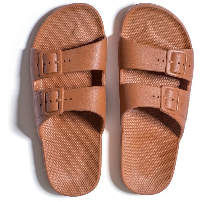 Freedom Moses | Two Band Slide, Toffee (Brown, Size 10) | Maisonette | Maisonette