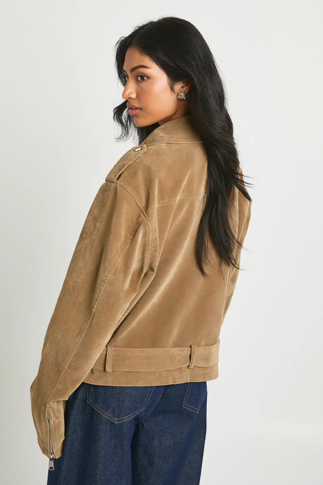 Suede Look Oversized Biker Jacket | Boohoo.com (UK & IE)