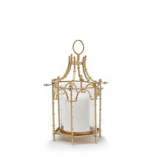 Two's Company Brighton Small Glass with Gold Iron Trim Pagoda Lantern RIC001-SM - The Home Depot | The Home Depot