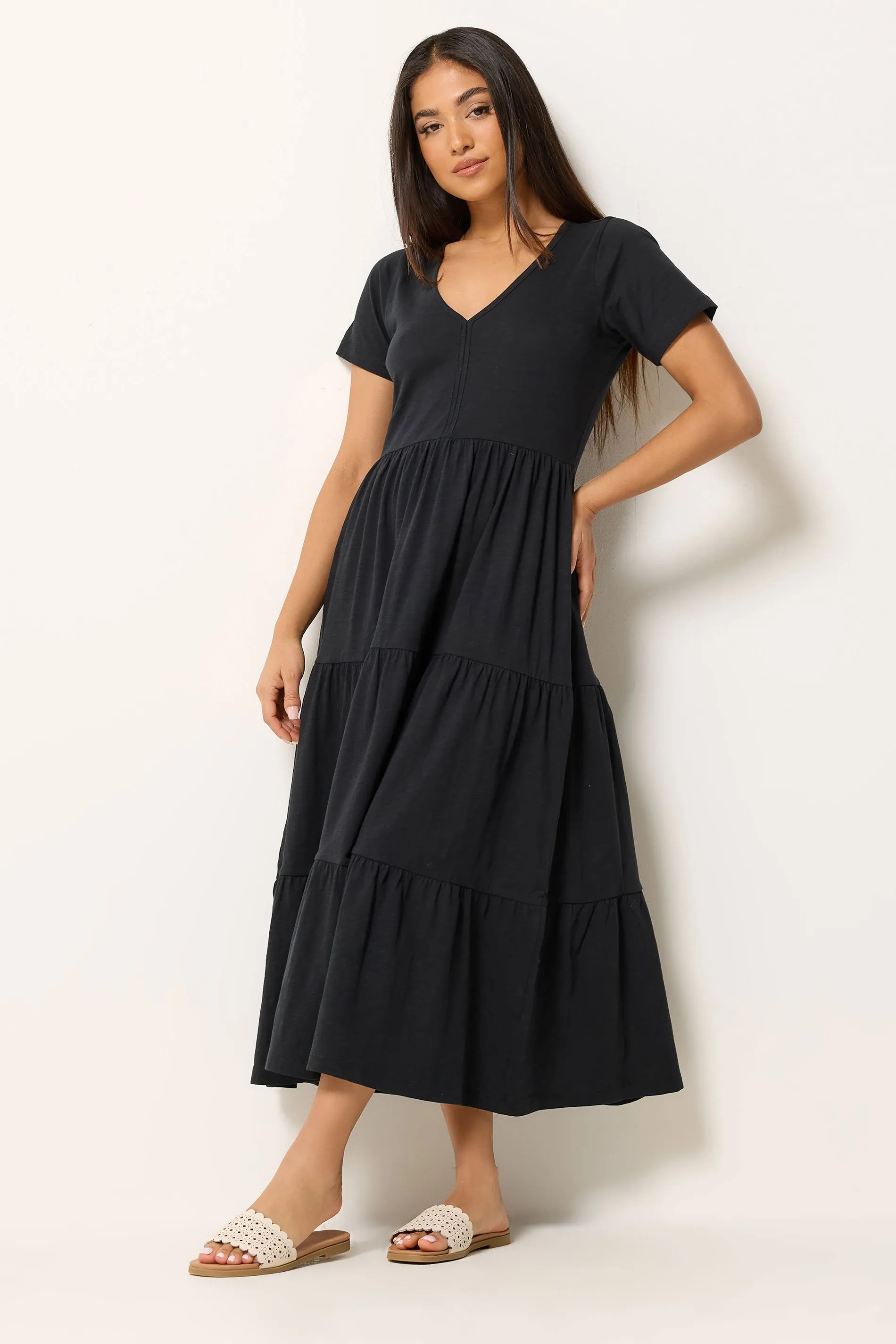 Black M&Co Petite Tiered Cotton Maxi Dress | Debenhams | Debenhams UK