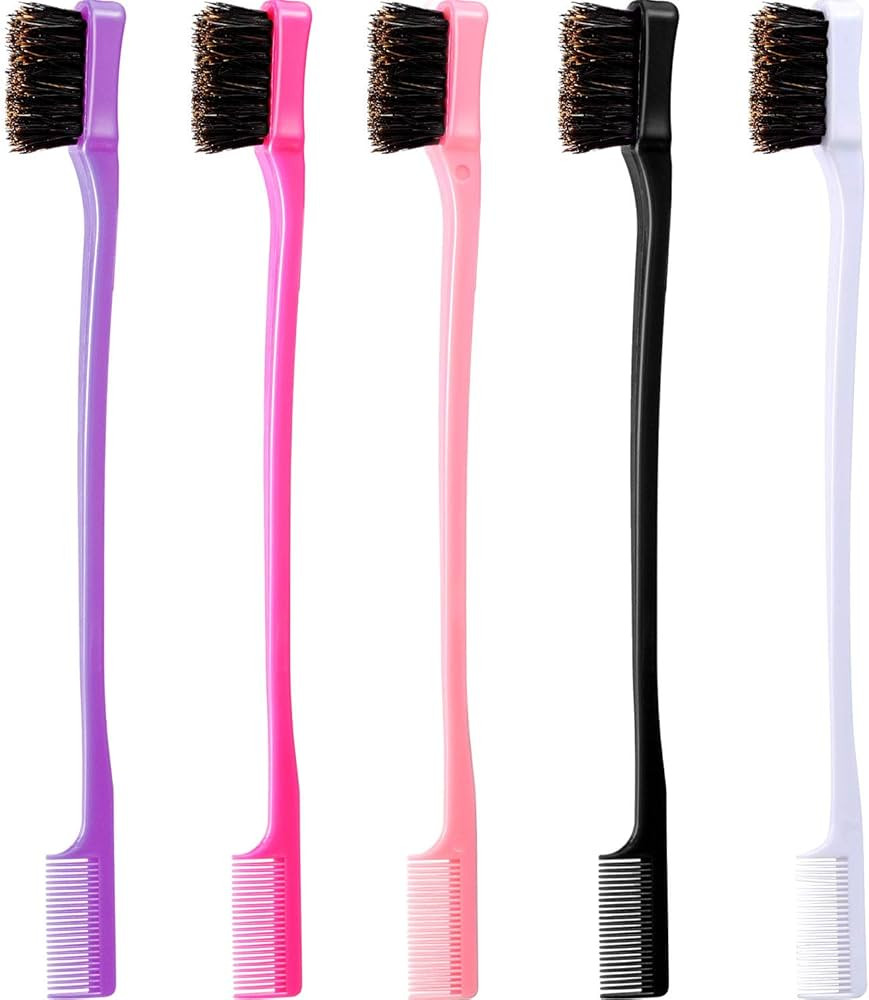 5 Pieces Hair Edge Brush Double Sided Control Hair Brush Comb Combo Pack Smooth Comb Grooming (5 ... | Amazon (US)