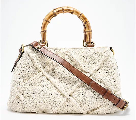 Patricia Nash Empoli Diamond Crochet Satchel with Crossbody Strap | QVC