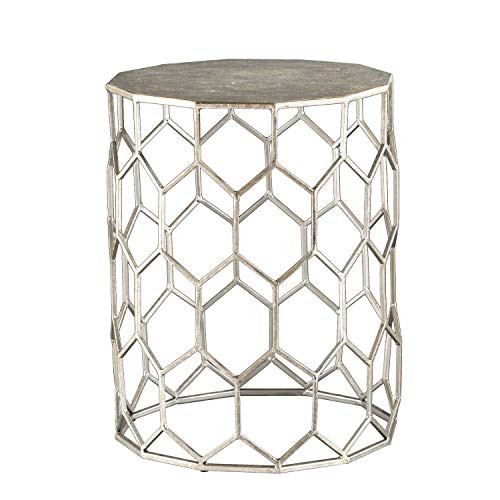 SEI Furniture Clarissa Honeycomb Accent Table - Antique Silver Frame - Geometric Design | Amazon (US)