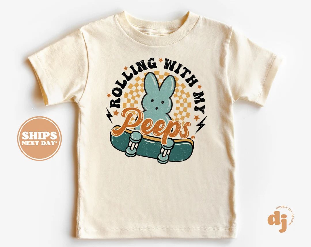 Kids Easter Shirt - Rolling with My Peeps Kids Retro TShirt - Easter Retro Natural Infant, Toddle... | Etsy (US)
