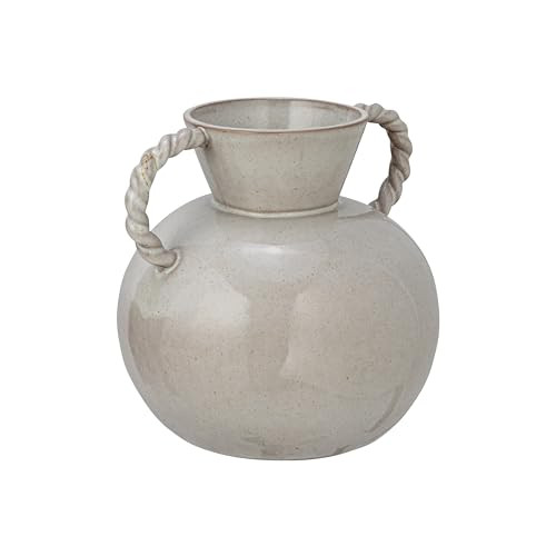 Bloomingville 9.25 Inches Stoneware Vase with Twisted Handles and Reactive Glaze, Cream Color | Amazon (US)