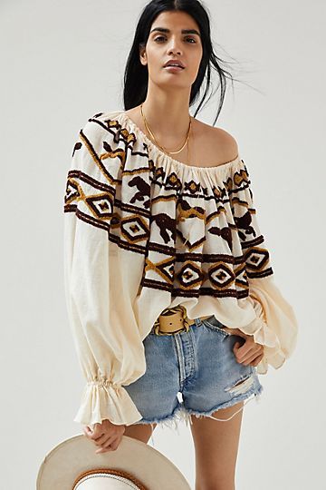 Embroidered Off-The-Shoulder Blouse | Anthropologie (US)