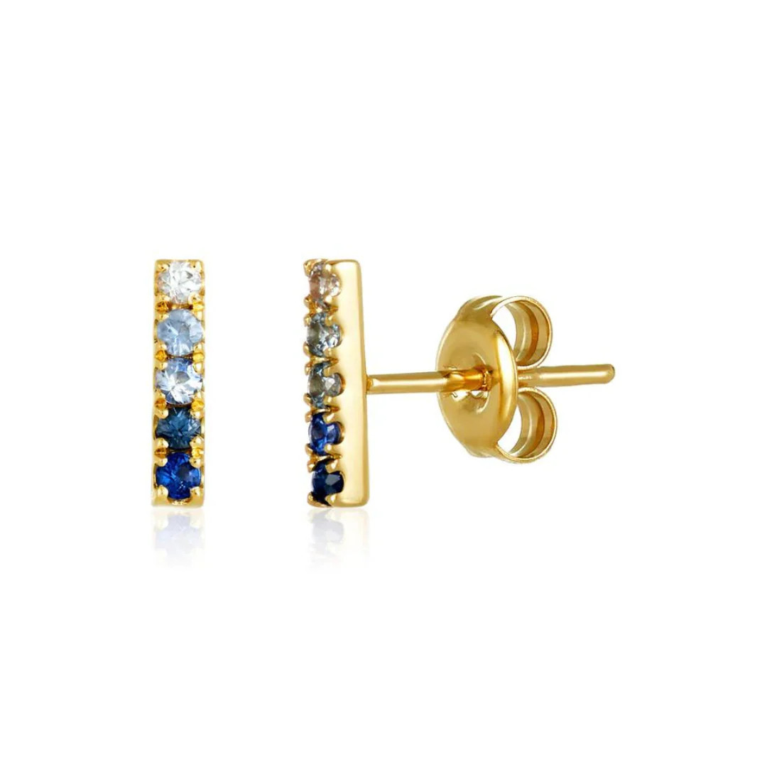 Sapphire Ombre Bar Studs | LINDSEY LEIGH JEWELRY