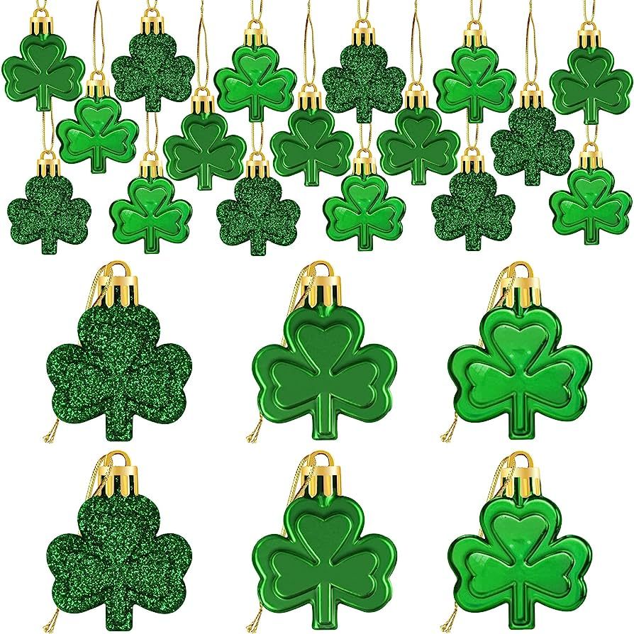24Pcs St Patrick's Day Shamrocks Ornaments - St. Patrick's Day Decorations - Shamrocks Clover Bau... | Amazon (US)
