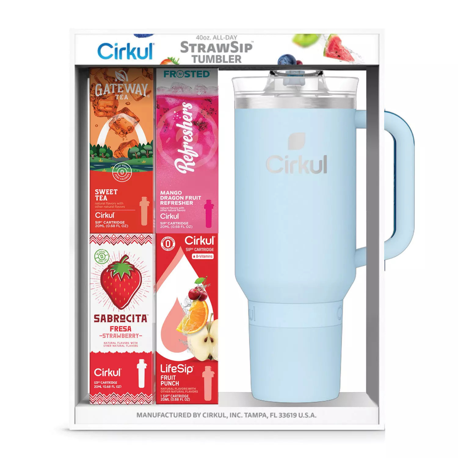 Cirkul 40oz Eucalyptus All-Day StrawSip(TM) Tumbler, 4 Flavor Cartridges - Raindrop:- Raindrop | Sam's Club