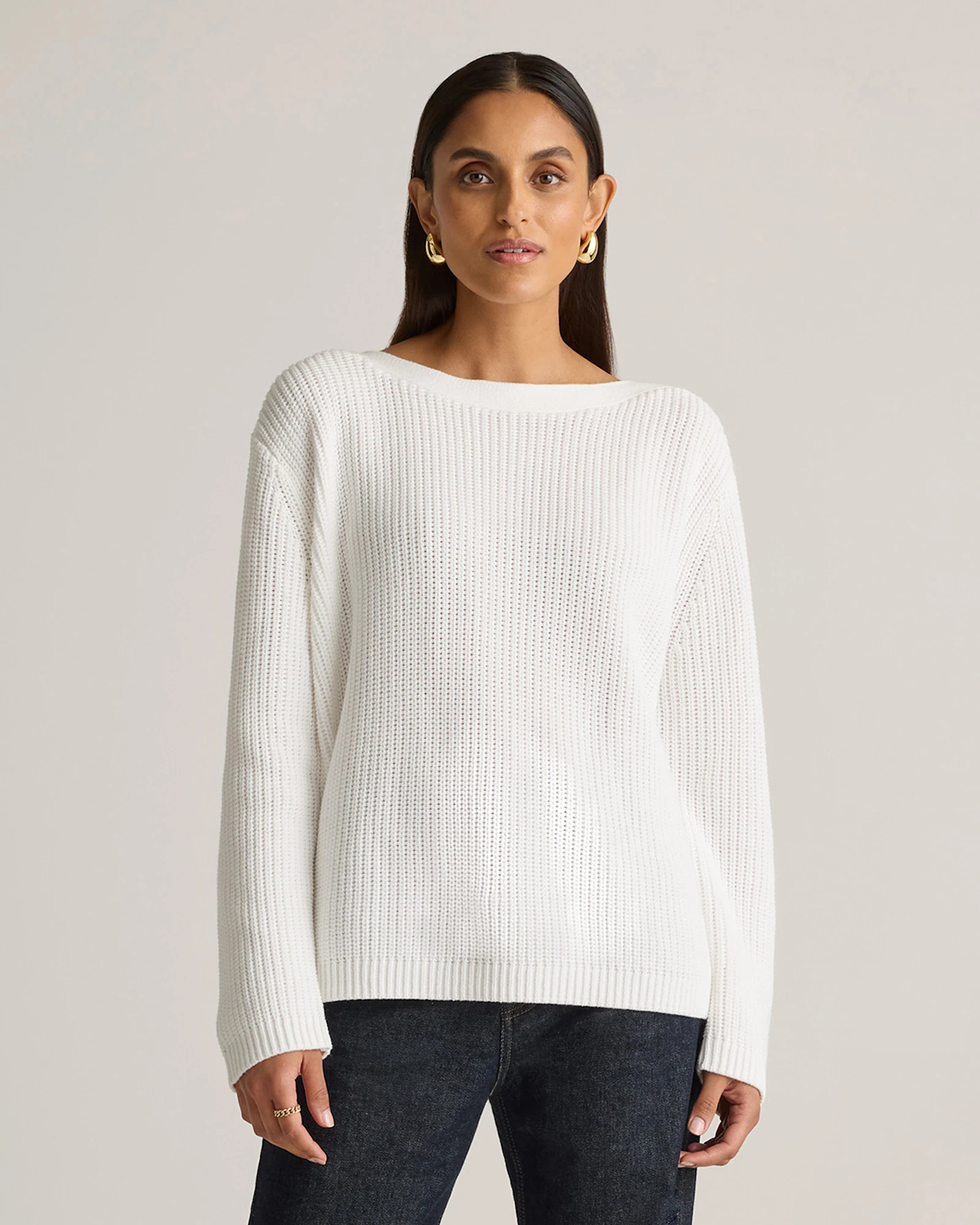 100% Organic Cotton Fisherman Boatneck Sweater | Quince