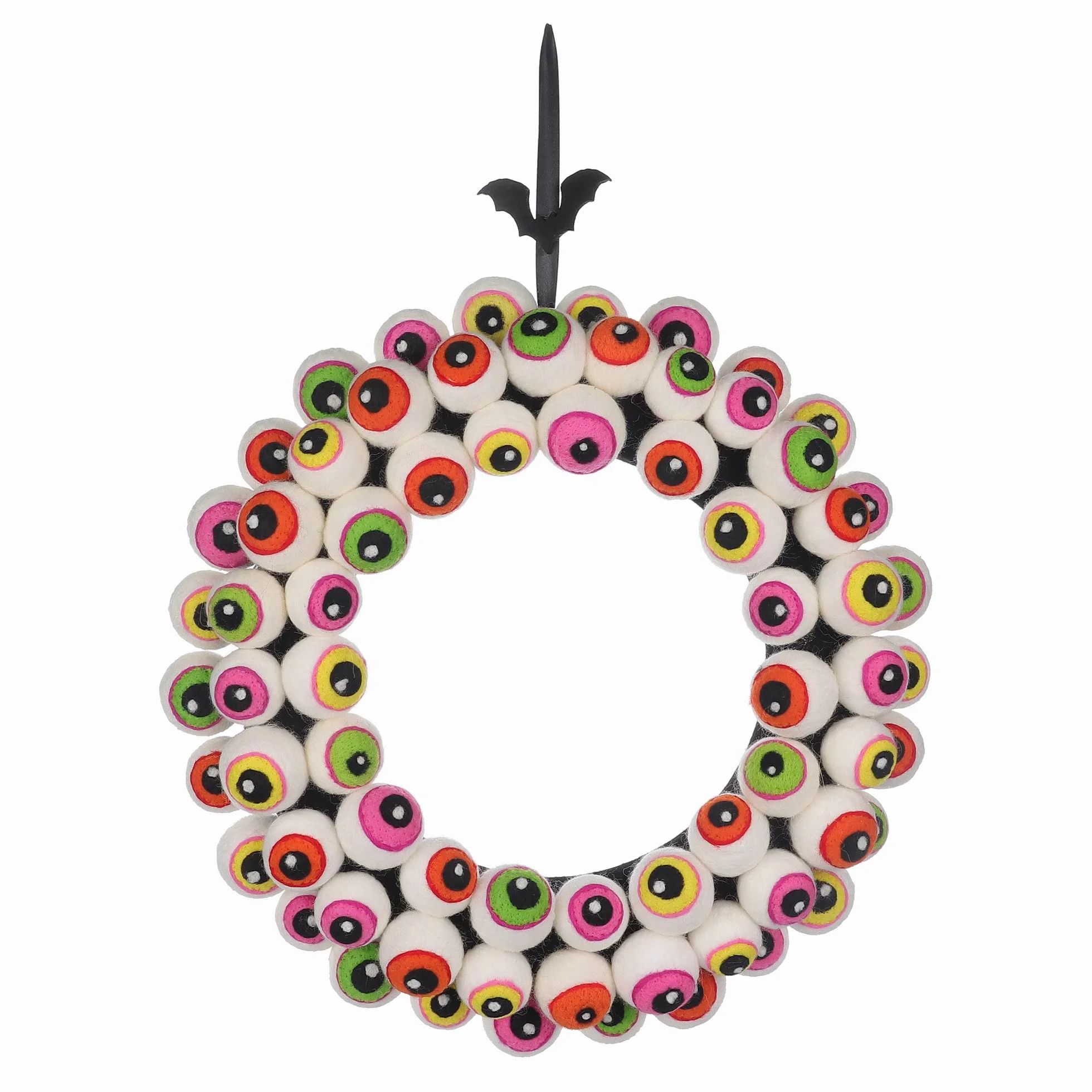 Halloween Multicolor Felt Eyeball Wreath. 17 in Diameter, by Way To Celebrate | Walmart (US)