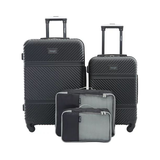 Wrangler 4 Pc Hardside Spinner Luggage Set with 20" & 25" Suitcases and Packing Cubes, Black - Wa... | Walmart (US)