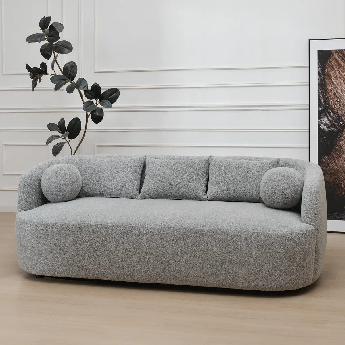 Brinae 85" Wide Modern Boucle Upholstered 3 Seat Sofa | Wayfair North America