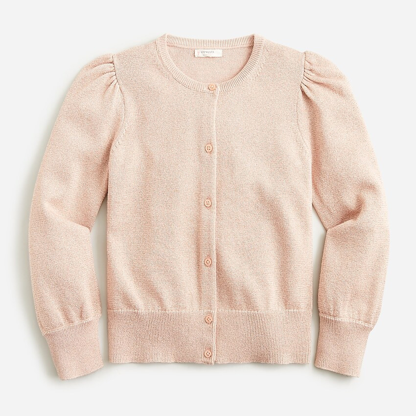 Girls' sparkle puff-sleeve cardigan sweater | J. Crew US