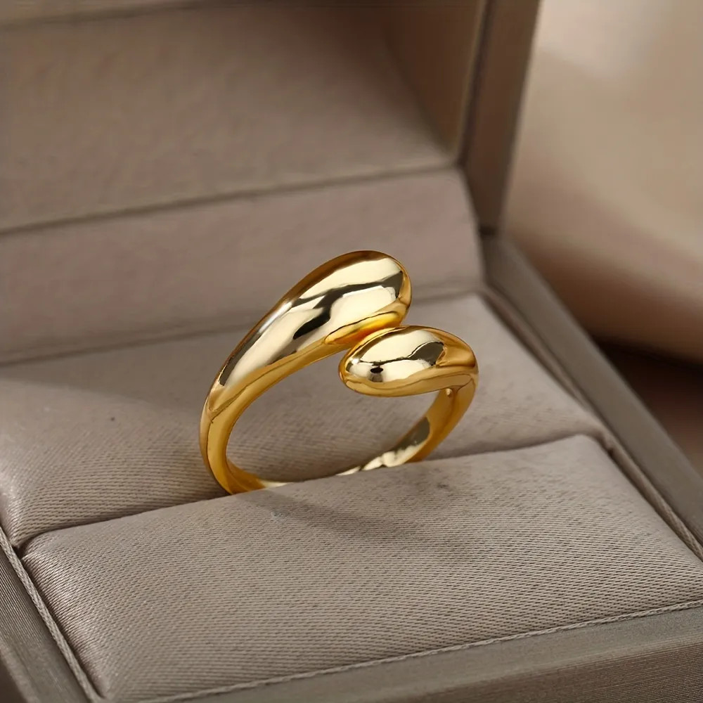 Alloy Geometric Water Drop Design Smooth Ring, Adjustable Open Ring | Temu Affiliate Program