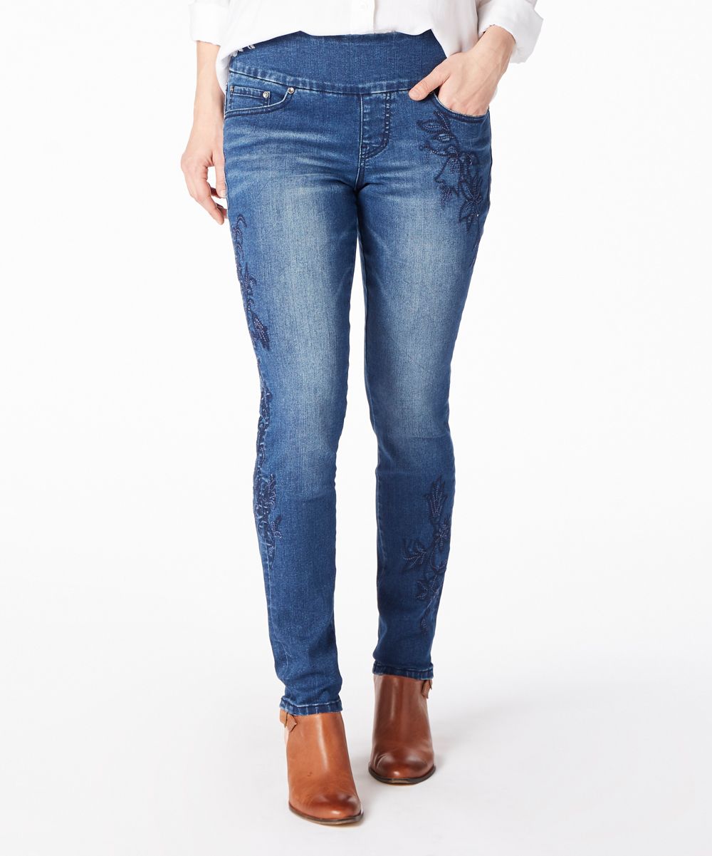 Kodiak Wash Nora Embroidered Skinny Jeans - Women | Zulily