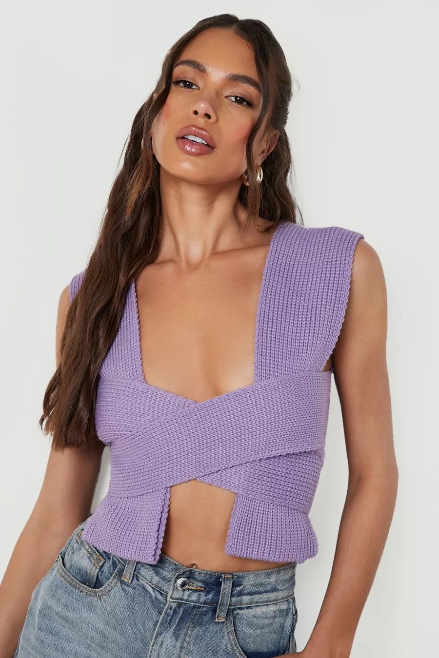 Crossover Knitted Top | Boohoo.com (US & CA)