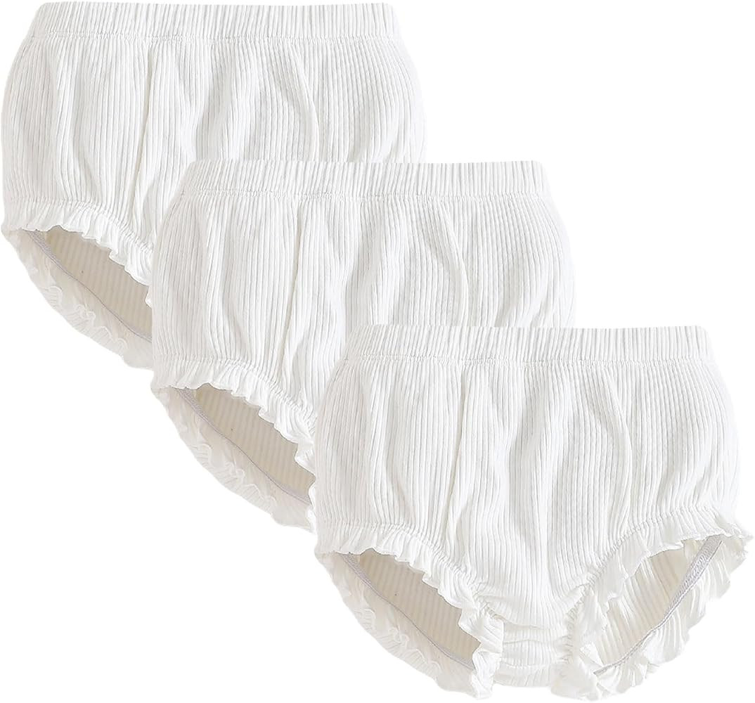 SOBOWO 3-Pack Bloomers for Baby Girls Diaper Covers Ribbed Ruffle Solid Triangle Baby Girl Shorts... | Amazon (US)