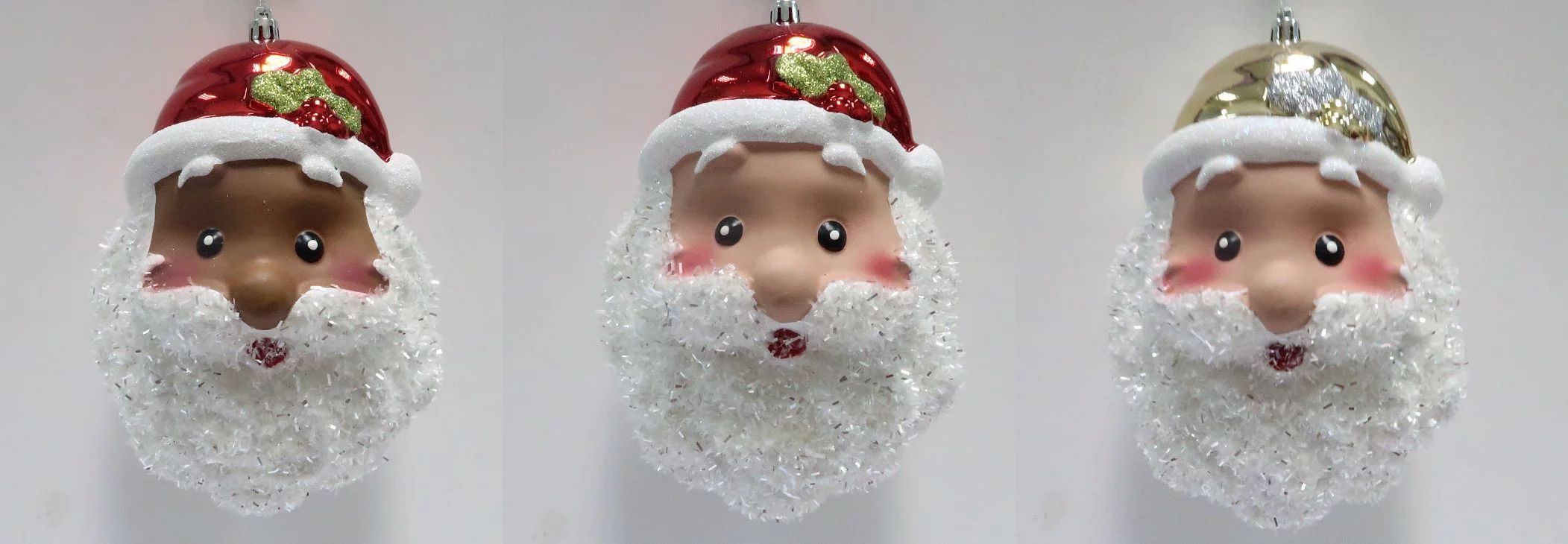 Holiday Time Assorted Jumbo Santa Head Ornaments, 3 Count | Walmart (US)