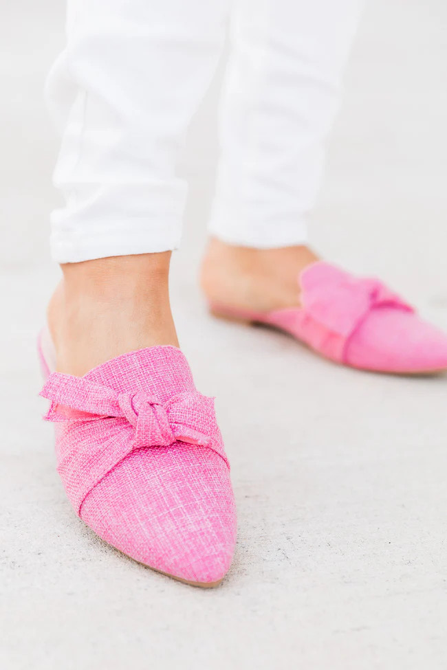 Audry Pink Tweed Bow Mule Flats FINAL SALE | Pink Lily