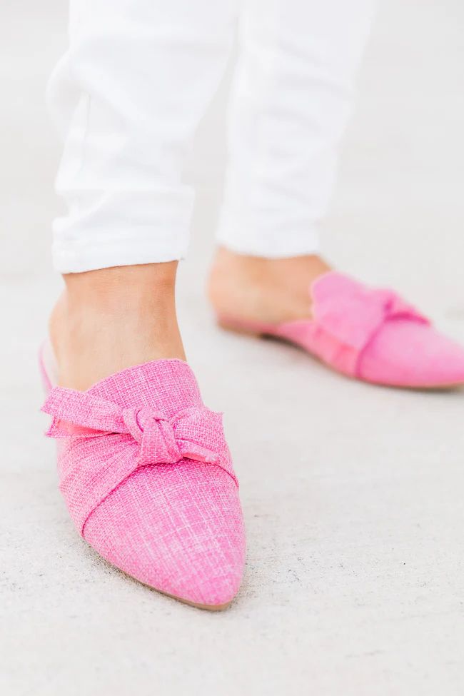 Audry Pink Tweed Bow Mule Flats FINAL SALE | Pink Lily