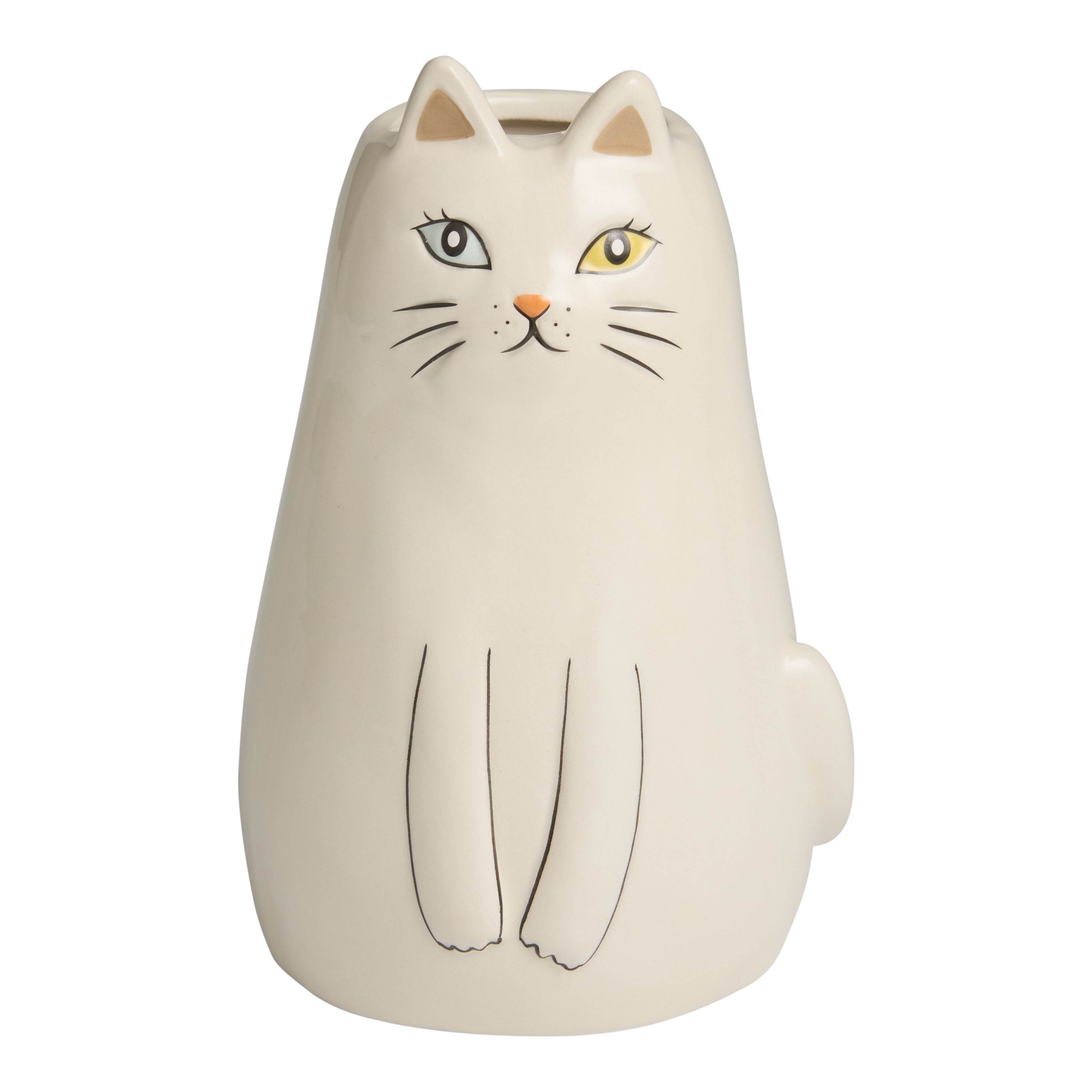White Ceramic Sitting Cat Vase | World Market