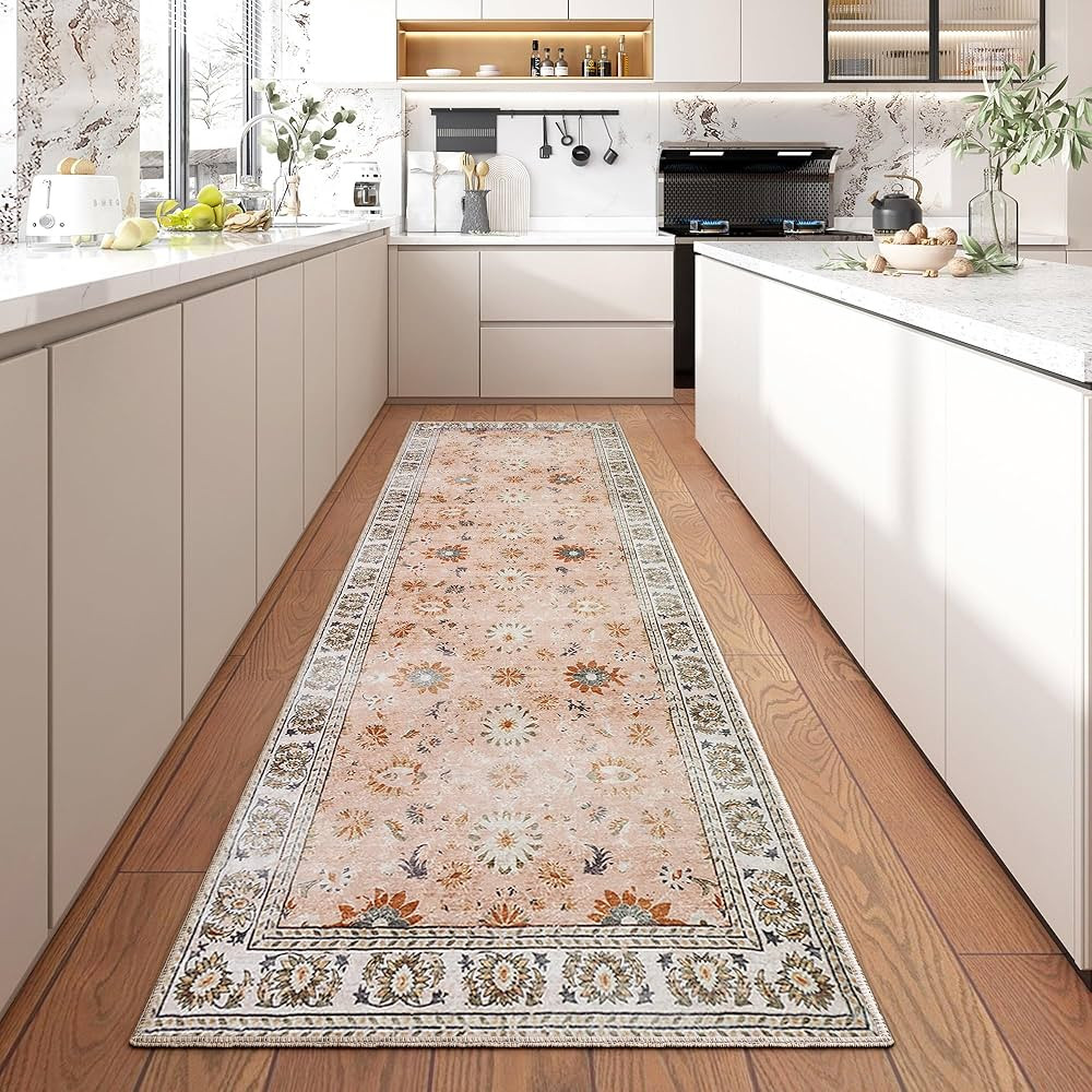 BRICHOEE Hallway Runner Rug 2.6x8 Ft Pink/Multi Anti-Skid Printed Persian Entryway Mat Machine Wa... | Amazon (US)