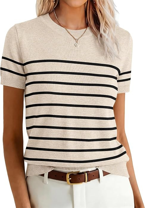 ANRABESS Womens Short Sleeve Sweaters Wool Blend | Amazon (US)