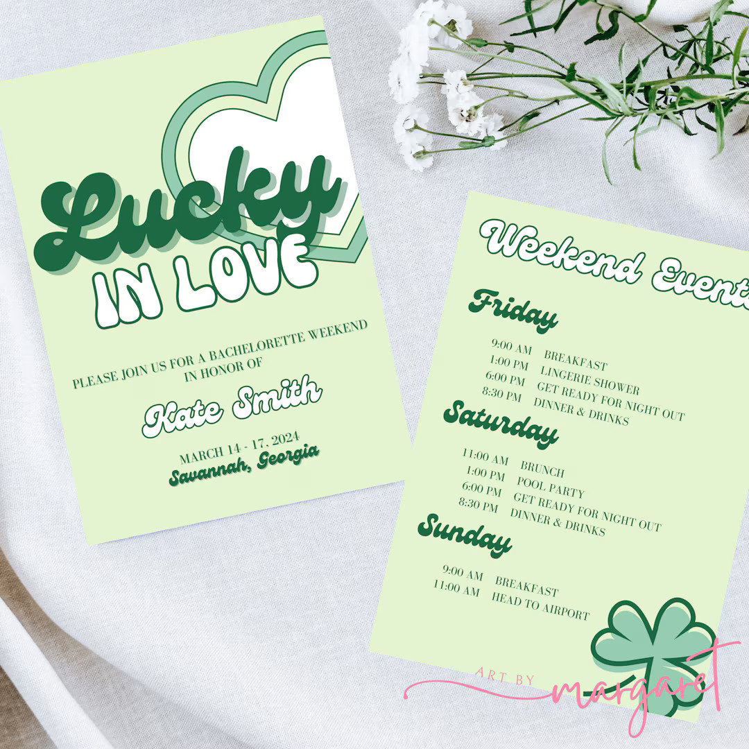 Lucky in Love Bachelorette Invitation Template St. Patricks Day Bachelorette Lucky in Love Bachel... | Etsy (US)