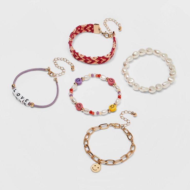 Girls' 5pk Love & Pearl Bracelet Set - art class™ | Target