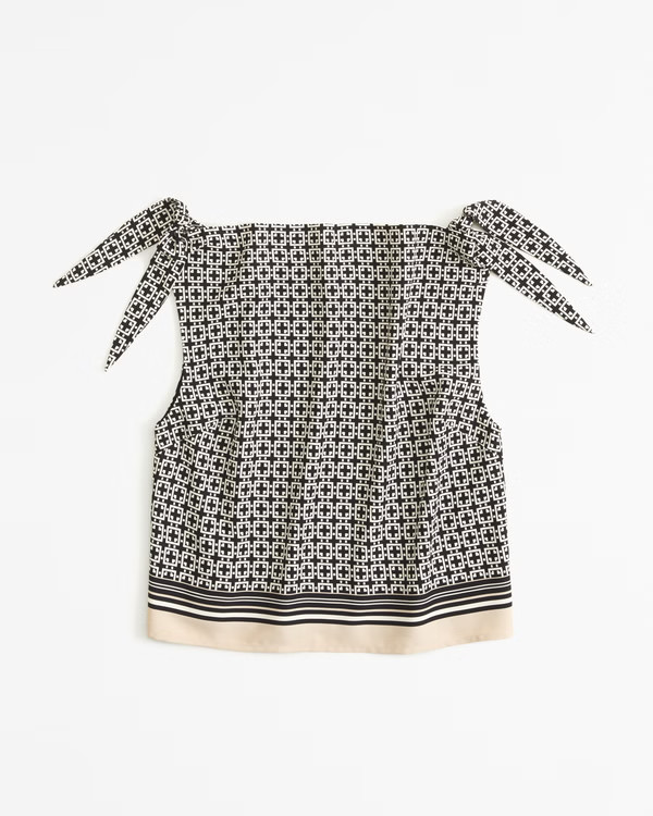 Women's Matte Satin Knotted Sleeve Shell Top | Women's New Arrivals | Abercrombie.com | Abercrombie & Fitch (UK)