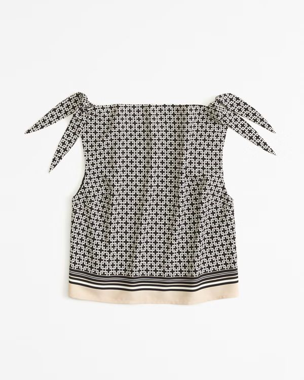 Women's Matte Satin Knotted Sleeve Shell Top | Women's New Arrivals | Abercrombie.com | Abercrombie & Fitch (UK)